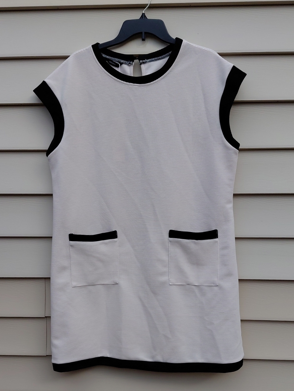 DOKOTOO Women's Beige and Black Knit Crew Neck Shift Dress Size XL